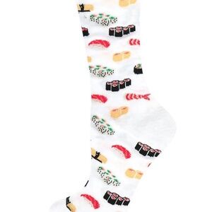 Hot Sox Women's Sushi Crew Socks - White Combo Size 9-11